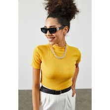 Xhan Sarı Balıkçı Yaka Kaşkorse Tshirt 2KXK1-45387-10