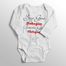 Limon Unisex Bebek Beyaz Size Göre Bebeğim Anneme Göre Meleğim Baskılı Bebek Zıbını