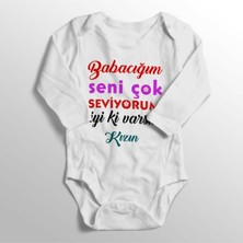 Limon Bebek Beyaz Babacığım Seni Çok Seviyorum Kızın Baskılı Zıbın