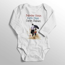 Limon Unisex Bebek Beyaz Babaya Hediye Babalar Günü Baskılı Zıbın