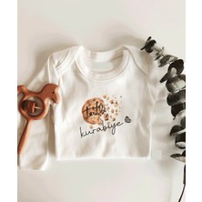 Limon Tatlı Kurabiye Desenli Uzun Kol Çıtçıtlı Organik Bebek Body