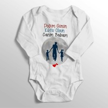 Limon Bebek Beyaz Doğum Günün Kutlu Olsun Canım Babam Yazısı Baskılı Zıbın