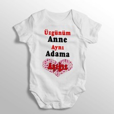 Limon Üzgünüm Anne Aynı Adama Aşığız Yazılı Baskılı Bebek Zıbını