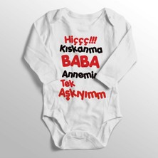 Limon Beyaz Bebek Hiç Kıskanma Baba Annemin Tek Aşkıyım Baskılı Zıbın