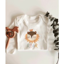 Limon Roar Aslan Desenli Uzun Kol Çıtçıtlı Organik Bebek Body