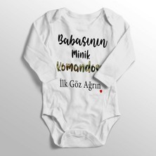 Limon Unisex Bebek Beyaz Babasının Minik Komandosu Ilk Göz Ağrın Yazılı Bebek Zıbını
