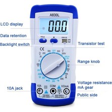 Carino Stil 5 A830L LCD Dijital Multimetre Ac Dc Gerilim Diod Freguency Multitester Akım (Yurt Dışından)