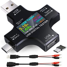 Carino Siyah USB C Test Cihazı 2 1 C USB Test Cihazı Renkli Ekran IPS Dijital Multimetre Gerilim (Yurt Dışından)
