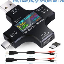 Carino Siyah USB C Test Cihazı 2 1 C USB Test Cihazı Renkli Ekran IPS Dijital Multimetre Gerilim (Yurt Dışından)