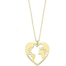 Engingold 14 Ayar Altın Dünyanın Kalbi Kolye
