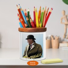 Asilmeydan Paltolu Mustafa Kemal Atatürk Ahşap Seramik Kalemlik - 100