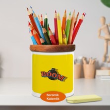 Asilmeydan Boom Yazılı Desen Ahşap Seramik Kalemlik - 2147948826