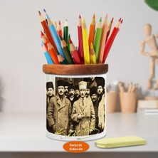 Asilmeydan Kalpaklı Mustafa Kemal Atatürk Ahşap Seramik Kalemlik -s354