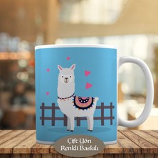 Asilmeydan Sevgi Dolu Lama İllüstrasyon Kupa Bardak Hediyelik-23-2147868260