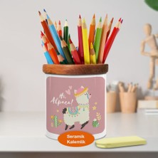 Asilmeydan Doğada Neşeli Lama Hayvan Ahşaplı Seramik Kalemlik -21478