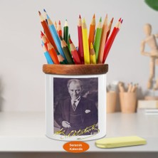 Asilmeydan Yelekli Lider Atatürk Ahşap Seramik Kalemlik -s46