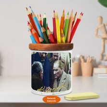 Asilmeydan Halkını Dinleyen Mustafa Kemal Atatürk Ahşap Seramik Kalemlik -8