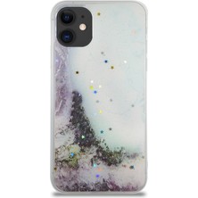 CaseWorld Apple iPhone 11 Kapak Mermer Desenli Pop Socketli Silikon Kılıf - Beyaz