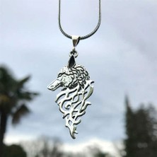 Takılingo Sade Kurt Başlı Motifli Gümüş Erkek Kolye