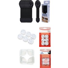 Wappa Çocuk Bebek Güvenlik Emniyet Seti,10 Çekmece Dolap Kilidi,8 Köşe Koruyucu,6 Priz Koruyucu