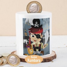Asilmeydan Minik Neşeli Korsan Çocuk Baskılı Seramik Kumbara 27 cm Canlı Renkler ve Parlak Baskı