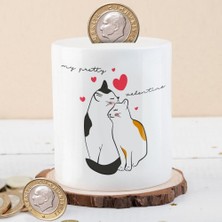 Asilmeydan Kalpli Romantik Çift Kedicikler Baskılı Para Birikim KUMBARASI-436