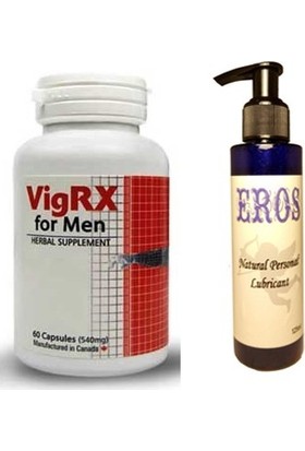 Rekze Vigrx Erkekler Için 60LI Maksimum Güç For Men Maximum Power + Eros Natural Personal Lubricant 125 ml Kayganlaştırıcı