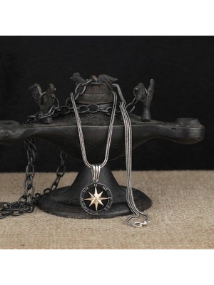 Takılingo Pusula Model Denizci 925 Ayar Gümüş Erkek Kolye