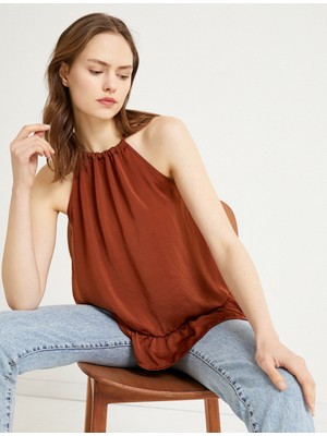 Koton Kadın Halter Yaka Atlet Fırfırlı Tanktop