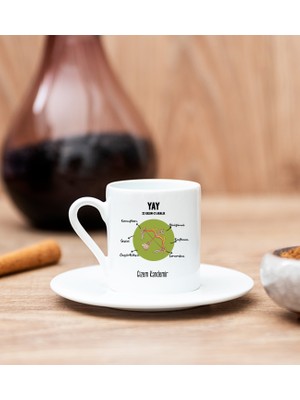 Hediye Dükkanı Kişiye Özel Yay Burcuna Hediye Beyaz Türk Kahvesi Fincanı