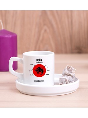 Hediye Dükkanı Kişiye Özel Boğa Burcuna Hediye Concept Türk Kahvesi Fincanı