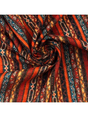 Suzani Çizgili Kilim Desenli Dijital Baskılı Kumaş KMS-1167