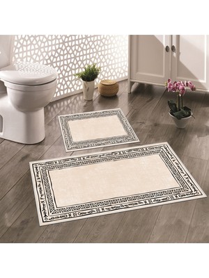 Thalia Home Kaymaz Taban Yıkanabilir 2'li Set Banyo Halısı Banyo Paspası Klozet Takımı