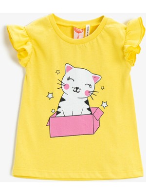 Koton Kız Bebek Fırfırlı Baskılı Atlet Pamuklu