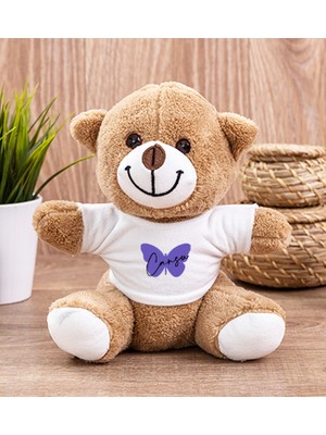 Hediye Dükkanı Kişiye Özel Kadına Hediye Kelebek Tasarım Isimli Peluş Ayıcık