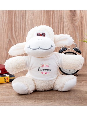 Hediye Dükkanı Kişiye Özel Çiçek Çerçeveli Isimli Peluş Koyun