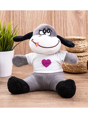 Hediye Dükkanı Kişiye Özel Mor Kalpli Isimli Peluş Eşek