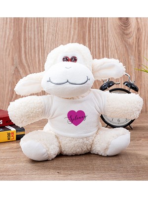 Hediye Dükkanı Kişiye Özel Mor Kalpli Isimli Peluş Koyun