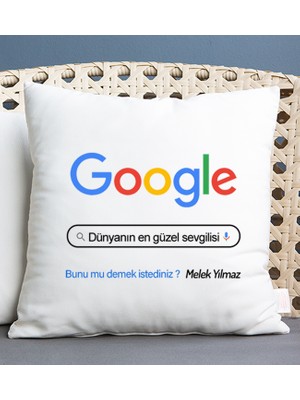 Hediye Dükkanı Kişiye Özel Google Tasarım Esprili Kare Yastık