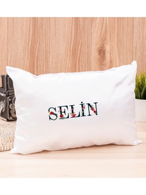 Hediye Dükkanı Kişiye Özel Çiçek Harf Tasarım Isim Yazılı Dikdörtgen Yastık
