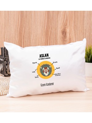 Hediye Dükkanı Kişiye Özel Aslan Burcuna Hediye Dikdörtgen Yastık