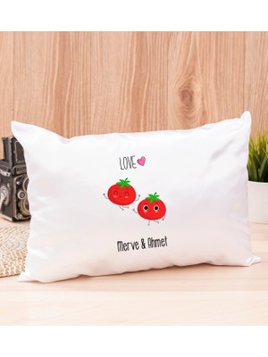 Hediye Dükkanı Kişiye Özel Sevimli Domatesler Dikdörtgen Yastık