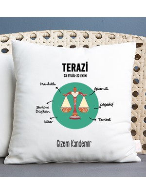 Hediye Dükkanı Kişiye Özel Terazi Burcuna Hediye Kare Yastık