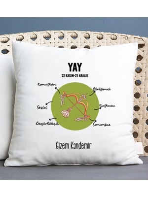 Hediye Dükkanı Kişiye Özel Yay Burcuna Hediye Kare Yastık