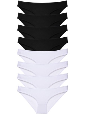 Royaleks 8 Adet Süper Eko Set Likralı Kadın Slip Külot Siyah Beyaz