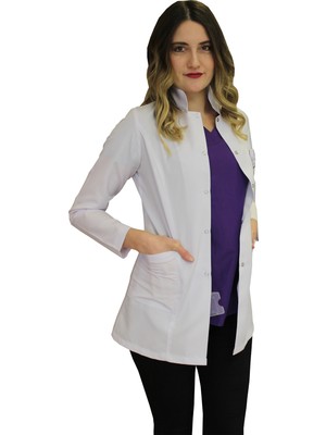 Safa Forma Hakim Yaka Kadın Ceket Boy - Uzun Kol Doktor Önlüğü , Öğretmen , Laboratuvar , Hastane Forması , Beyaz Önlük