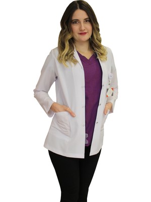 Safa Forma Gömlek Yaka Kadın Ceket Boy - Uzun Kol Doktor Önlüğü , Öğretmen , Laboratuvar , Hastane Forması , Beyaz Önlük