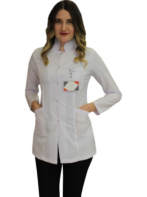 Safa Forma Hakim Yaka Kadın Ceket Boy - Uzun Kol Doktor Önlüğü , Öğretmen Laboratuvar , Hastane Beyaz Önlük