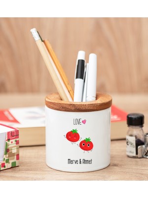 Hediye Dükkanı Kişiye Özel Sevimli Domatesler Kalemlik