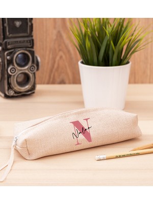 Hediye Dükkanı Kişiye Özel Baş Harfli Üzeri Isim Yazılı Keten Bez Kalemlik